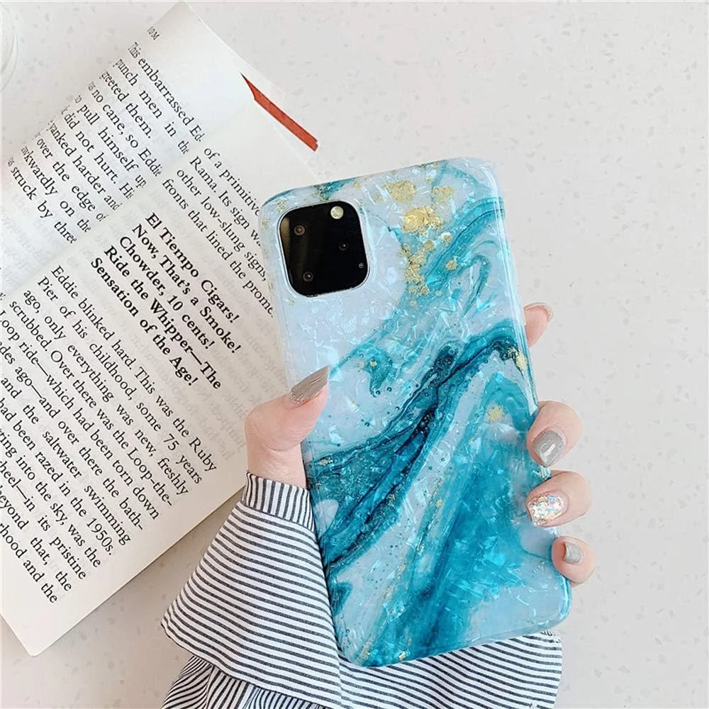 قاب گوشی موبایل سازگار با آیفون 11 پرو مکس، طرح سنگ مرمر، محافظ نرم سیلیکونی ضد خش، کاور بامپر برای آیفون 11 پرو مکس، سنگ مرمر سفید سبز