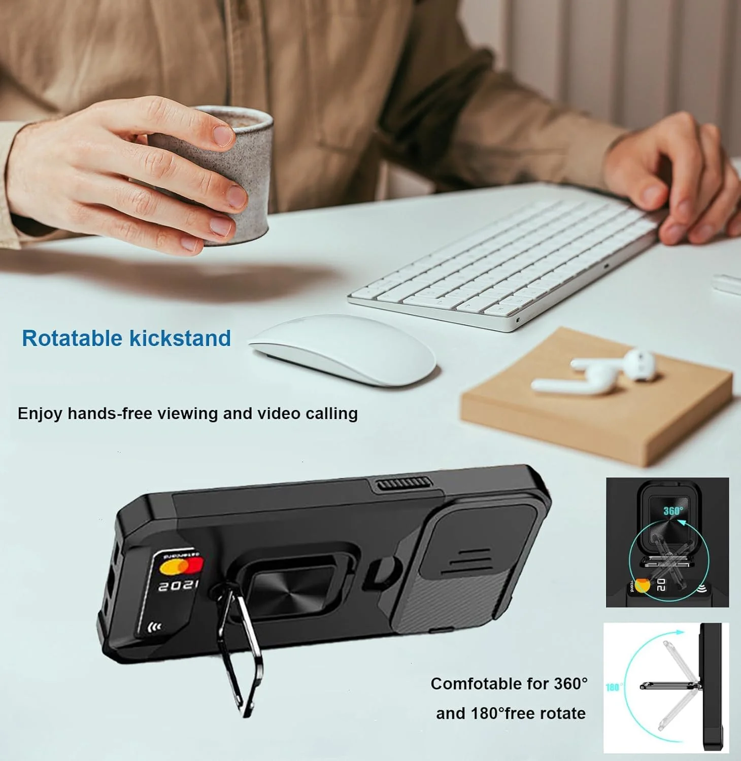 کاور محافظ گوشی راجارو برای آیفون X و Xs، دارای جای کارت، پوشش کشویی دوربین و استند انگشتی چرخان 360 درجه - مشکی کاور محافظ گوشی راجارو برای آیفون X و Xs، دارای جای کارت، پوشش کشویی دوربین و استند انگشتی چرخان 360 درجه - مشکی