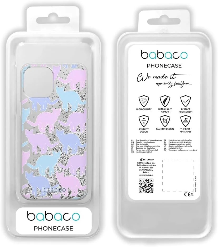 قاب گوشی موبایل Babaco ERT GROUP برای Apple Iphone 12 PRO MAX طرح اصلی و دارای مجوز رسمی گربه ها 011، کاملا منطبق با گوشی موبایل، با افکت اکلیلی