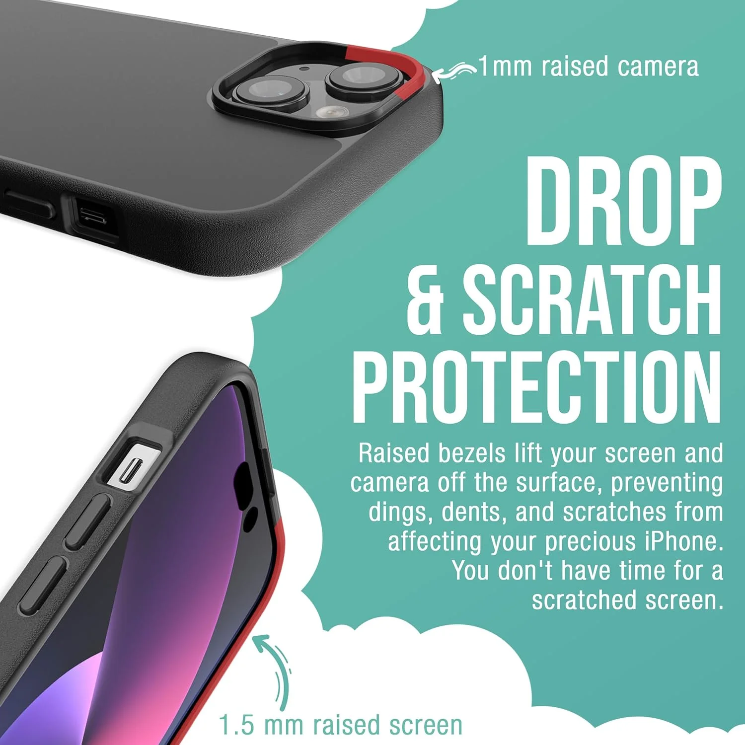 کاور مگ سیف آیفون 15 مدل Gripmunk از Smartish - [سبک وزن + محافظ] کاور باریک با پوشش داخلی میکروفایبر برای آیفون 15 اپل - Black Tie Affair