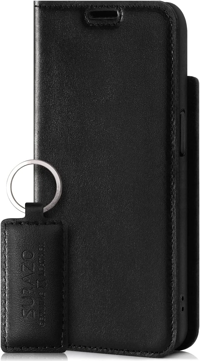 کیف پول چرمی موبایل SURAZO سازگار با آیفون 13 پرو مکس - کیف گوشی هوشمند تاشو با استند، مسدود کننده RFID، بسته شدن مغناطیسی، 3 اسلات برای کارت های بانکی - چرم اروپایی دست ساز کیف پول چرمی موبایل SURAZO سازگار با آیفون 13 پرو مکس - کیف گوشی هوشمند تاشو با استند، مسدود کننده RFID، بسته شدن مغناطیسی، 3 اسلات برای کارت های بانکی - چرم اروپایی دست ساز