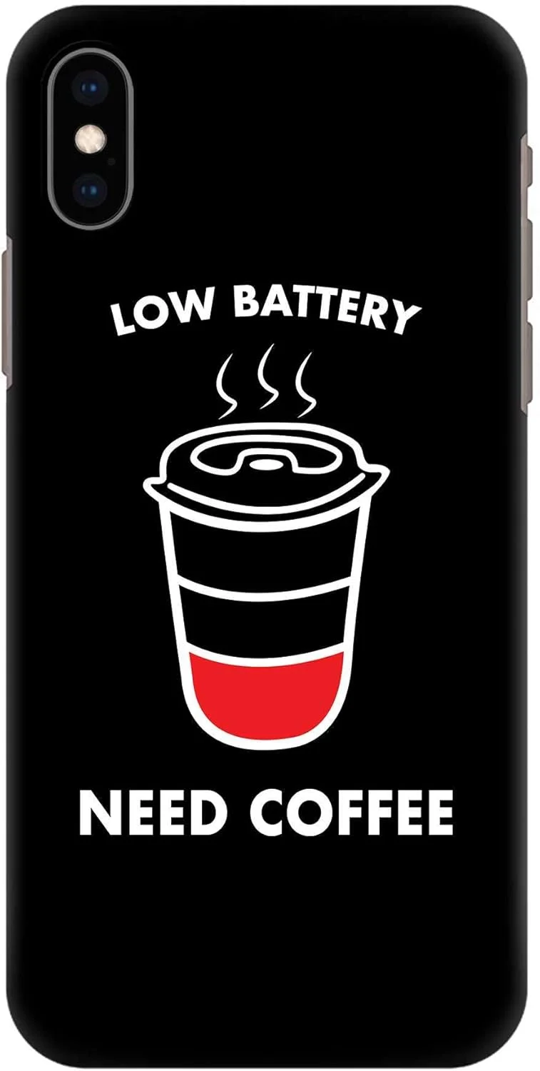 قاب محافظ شیک سازگار با گوشی اپل آیفون XS Max، سری کلاسیک باریک، کاور موبایل سفارشی، محافظ PC سخت با روکش مات [طراحی شده برای اپل آیفون XS Max] - نیاز به قهوه، باتری کم