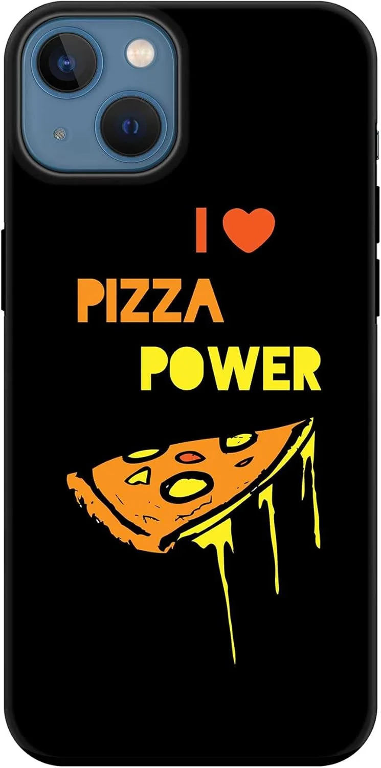 قاب محافظ سری Tough Pro استایلیزد، سازگار با آیفون 14 اپل، کاور موبایل سفارشی دو لایه PC + TPU با محافظ داخلی TPU، پرداخت مات - من پیتزا دوست دارم (مشکی)