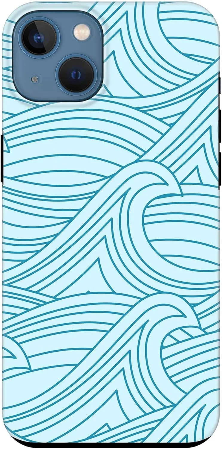 قاب محافظ سری Tough Pro استایلیزد، سازگار با آیفون 14 پلاس اپل، کاور موبایل سفارشی دو لایه هیبریدی PC + TPU با محافظ TPU داخلی، پرداخت مات - دریای ناآرام