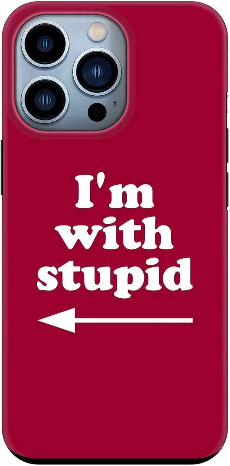 قاب محافظ سری Tough Pro استایلیزد، سازگار با گوشی اپل آیفون 14 پرو، کاور موبایل سفارشی دو لایه هیبریدی PC + TPU با محافظ داخلی TPU و روکش مات - من با احمقم