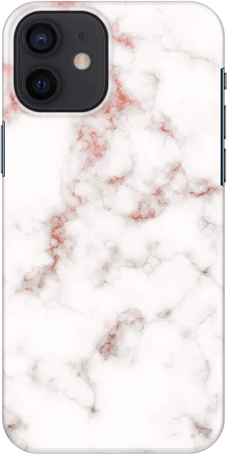 قاب محافظ باریک و مقاوم Stylizedd سازگار با Apple iPhone 12 Mini، سری کلاسیک، کاور موبایل سفارشی، محافظ PC سخت با روکش مات [قاب طراحی شده برای iPhone 12 Mini] - طرح سنگ مرمر خاکستری گل رز
