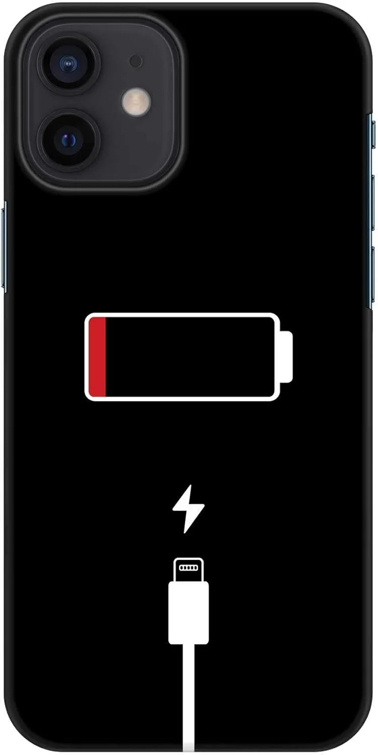 قاب محافظ باریک و مقاوم Stylizedd سازگار با Apple iPhone 12 Mini، سری کلاسیک، کاور موبایل سفارشی، محافظ PC سخت با روکش مات [قاب طراحی شده برای iPhone 12 Mini] - باتری خالی