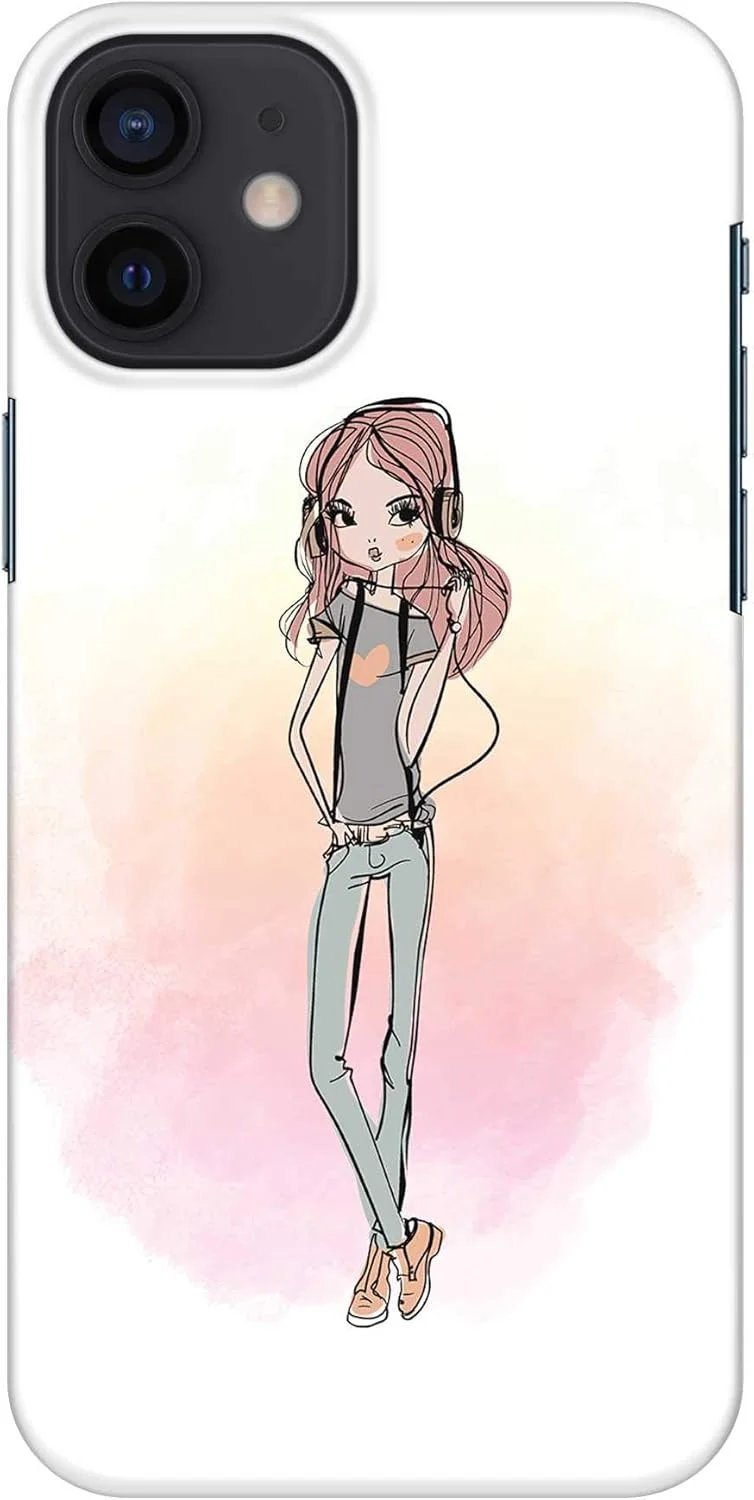 قاب محافظ باریک و مقاوم Stylizedd سازگار با Apple iPhone 12 Mini، سری کلاسیک، کاور موبایل سفارشی، محافظ PC سخت با روکش مات [قاب طراحی شده برای iPhone 12 Mini] - دختر همسایه