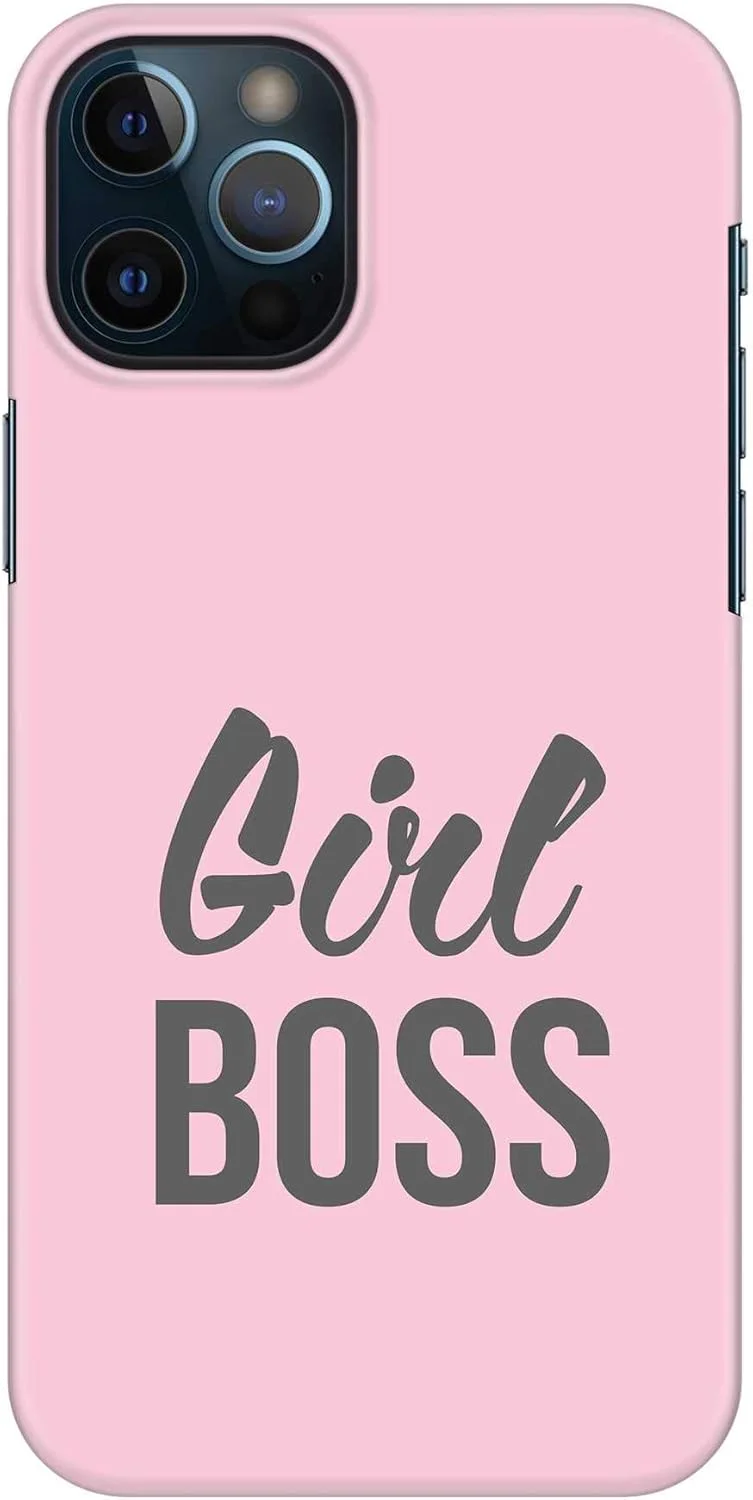 قاب محافظ باریک و محکم Stylizedd سازگار با Apple iPhone 12 Pro Max، سری کلاسیک، کاور موبایل سفارشی، محافظ PC سخت با روکش مات [قاب طراحی شده برای iPhone 12 Pro Max] - Girl Boss (صورتی)
