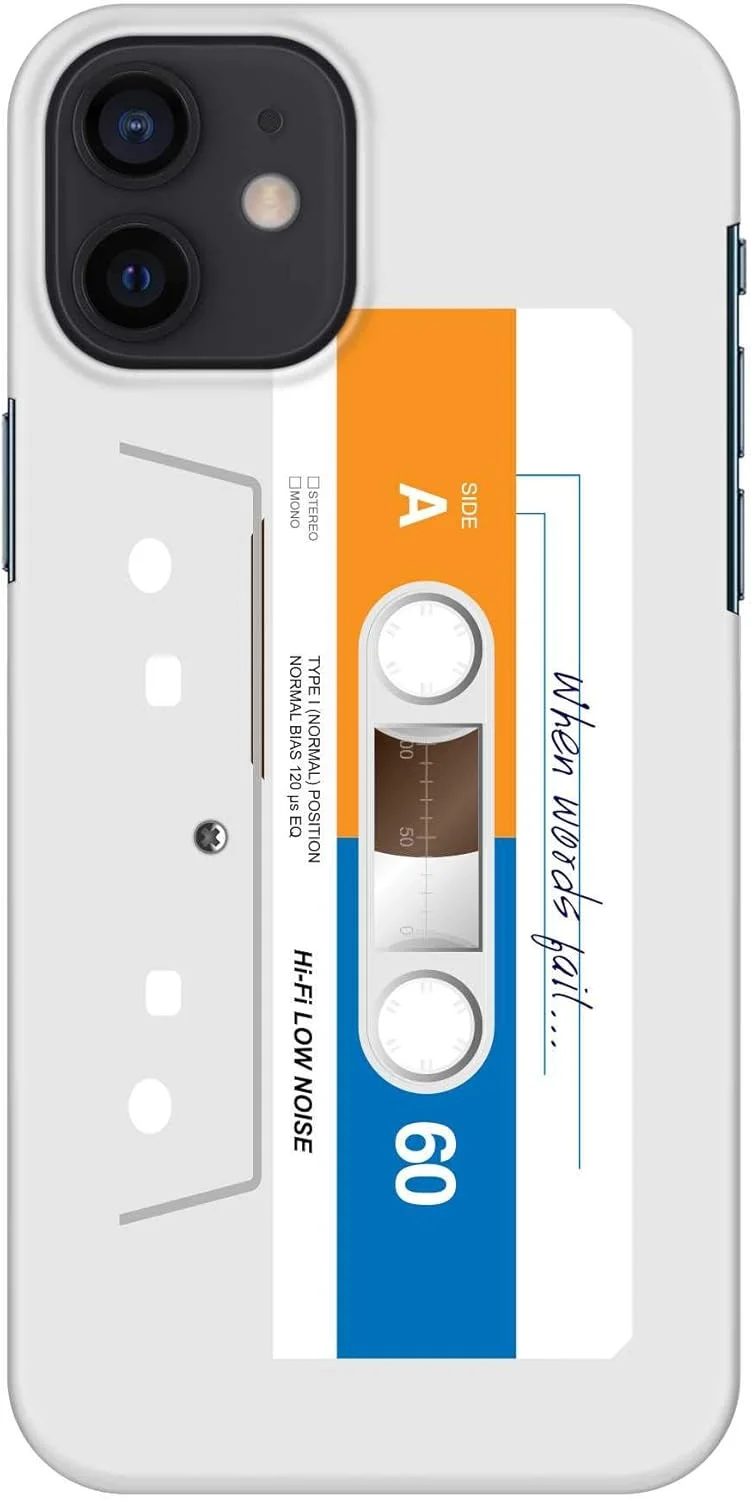 کاور استایلیزد برای گوشی اپل آیفون 12 مینی، باریک، سری کلاسیک، کاور موبایل سفارشی، محافظ PC سخت، چاپ مات [کاور طراحی شده برای آیفون 12 مینی] - When Words Fail (نوار سفید)