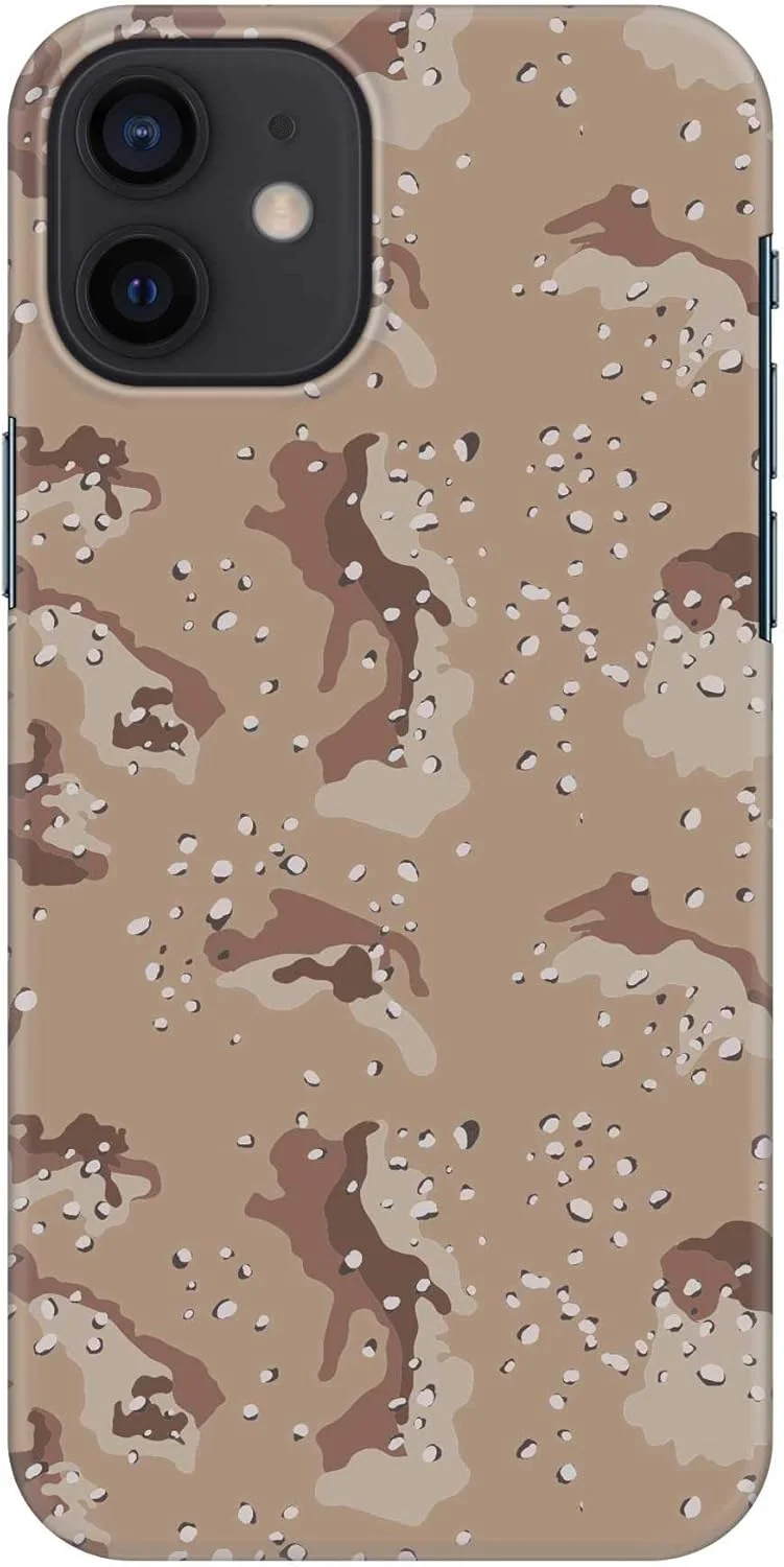 قاب محافظ باریک و مقاوم Stylizedd سازگار با Apple iPhone 12 Mini، سری کلاسیک، کاور موبایل سفارشی، محافظ PC سخت با روکش مات [قاب طراحی شده برای iPhone 12 Mini] - استتار طوفان صحرا