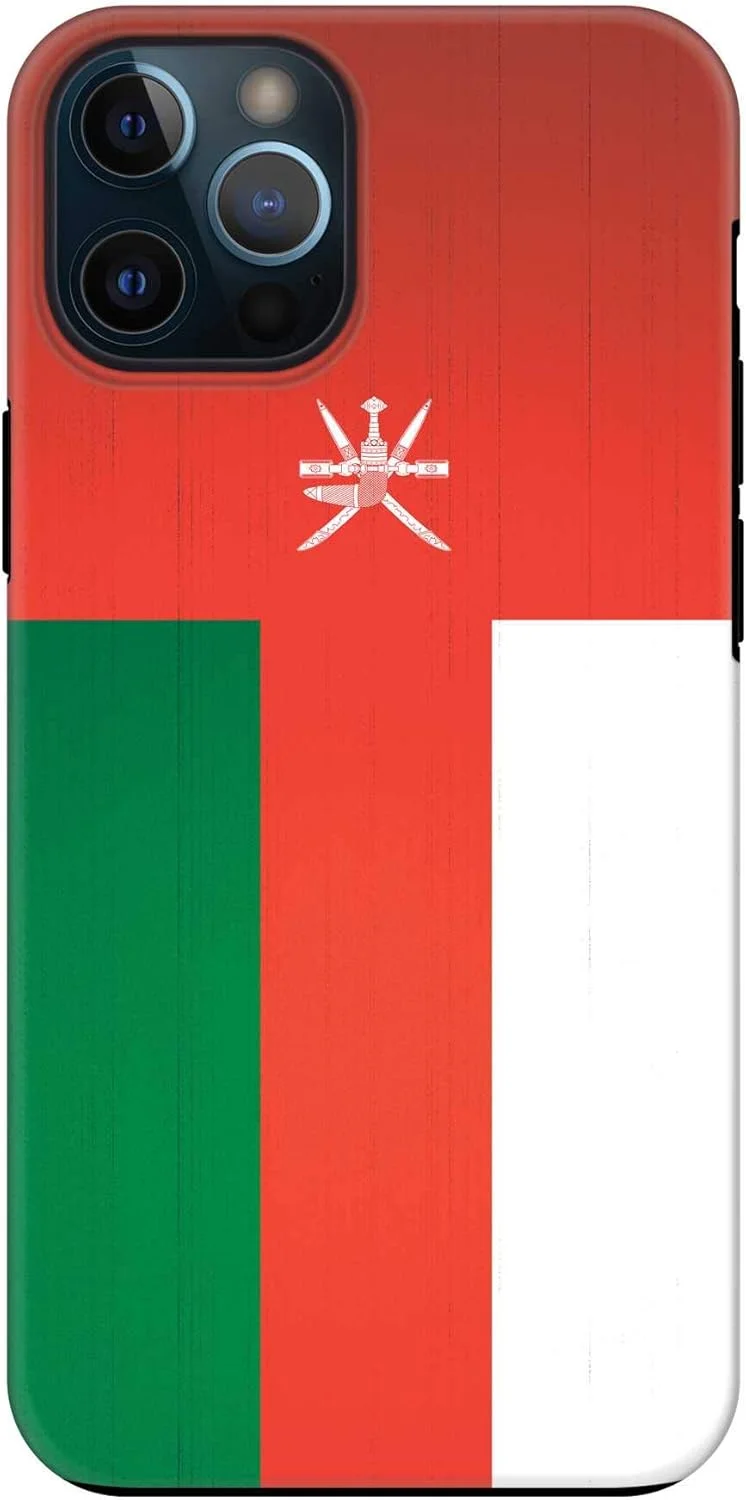 قاب محافظ موبایل استایلیزد، سازگار با آیفون 12 پرو/آیفون 12، سری Tough Pro، دو لایه، ترکیبی از PC + TPU، محافظ صفحه نمایش، پوشش مات، طرح [طراحی شده برای اپل آیفون 12 پرو] - پرچم عمان