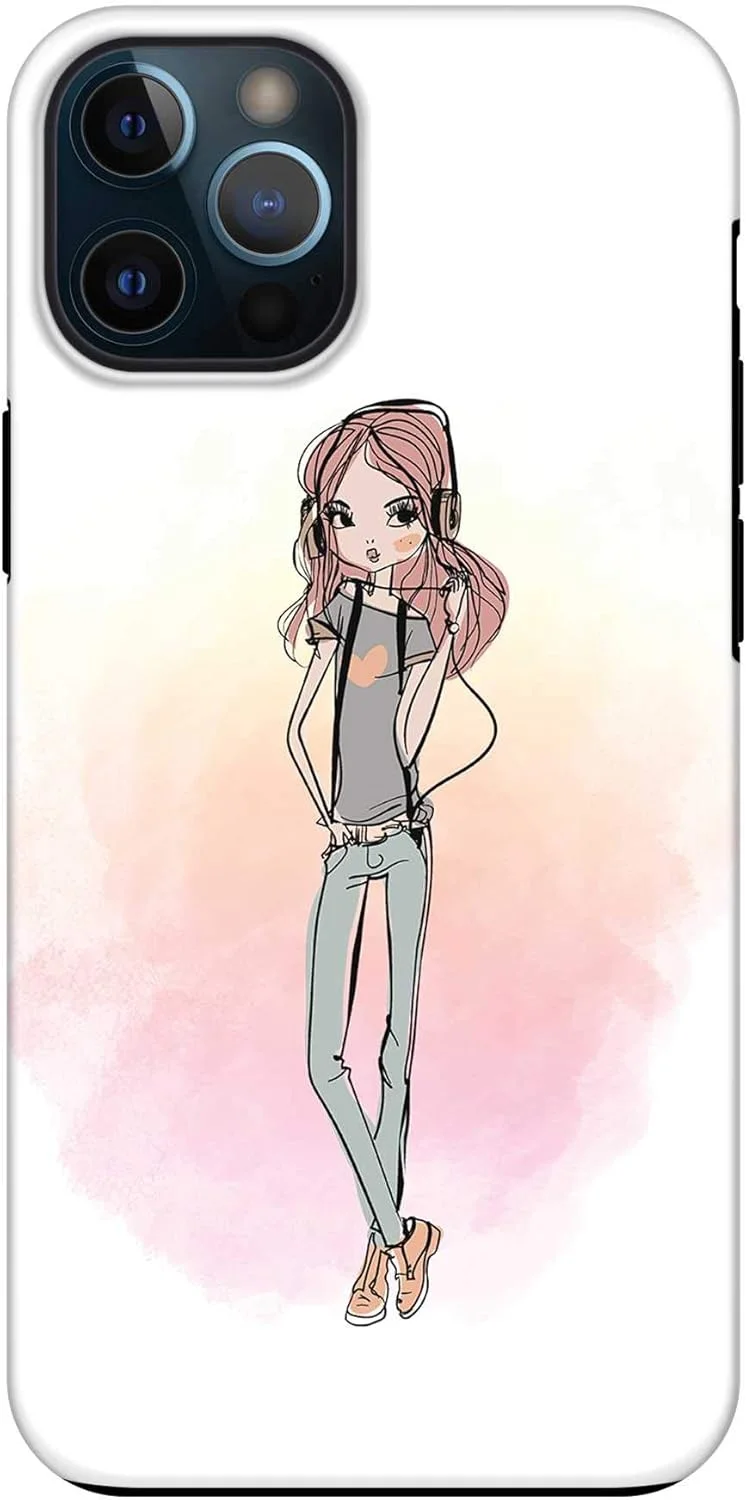 قاب محافظ موبایل مدل Stylizedd سری Tough Pro سازگار با آیفون 12 پرو مکس، دو لایه PC + TPU، محافظ صفحه نمایش، روکش مات، طرح دختر همسایه [طراحی شده برای اپل آیفون 12 پرو مکس]