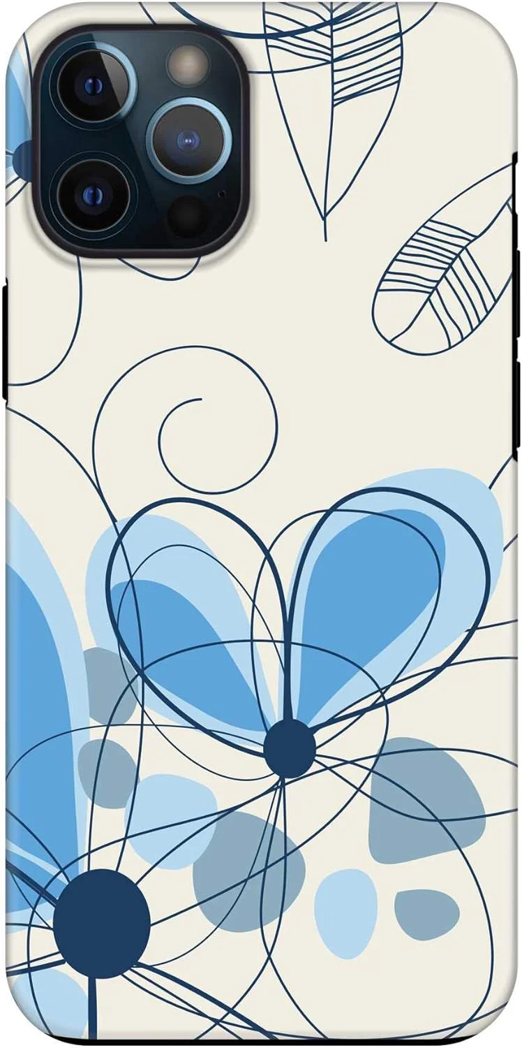 قاب محافظ موبایل مدل Stylizedd سازگار با آیفون 12 پرو/آیفون 12 سری Tough Pro، دو لایه PC + TPU، محافظ صفحه نمایش، روکش مات، طرح چاپی [طراحی شده برای Apple iPhone 12 Pro] - خطوط گل