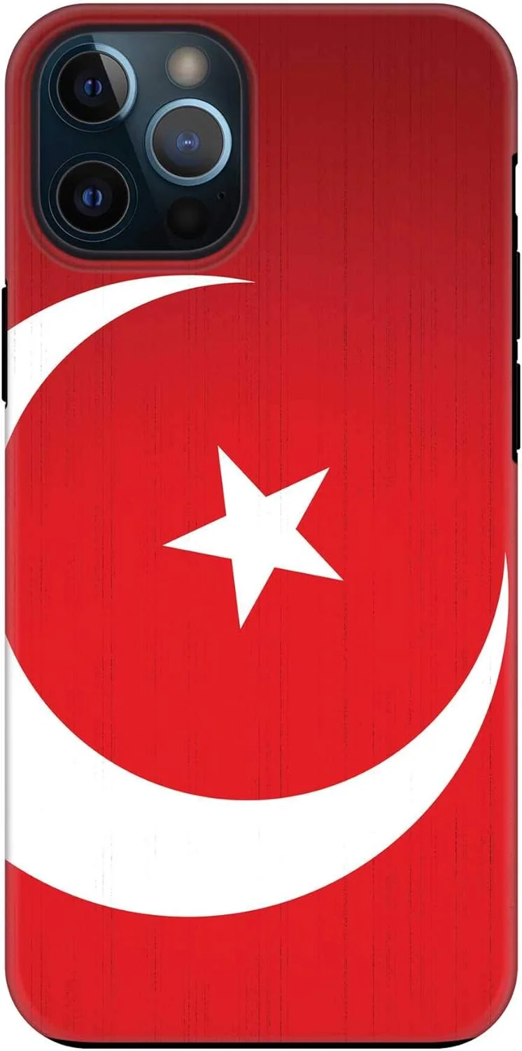 قاب محافظ موبایل استایلیزد، سازگار با آیفون 12 پرو مکس، سری Tough Pro، دو لایه، ترکیبی از PC + TPU، محافظ صفحه نمایش، روکش مات، طرح پرچم ترکیه [طراحی شده برای اپل آیفون 12 پرو مکس]