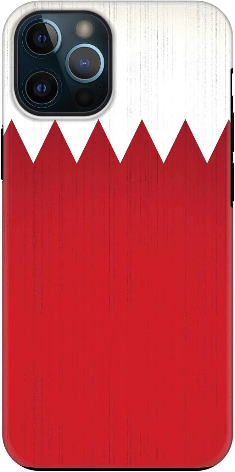 قاب محافظ موبایل استایلیزد، سازگار با آیفون 12 پرو مکس، سری Tough Pro، دو لایه، ترکیبی از PC + TPU، محافظ صفحه نمایش، روکش مات، طرح [طراحی شده برای اپل آیفون 12 پرو مکس] - پرچم بحرین