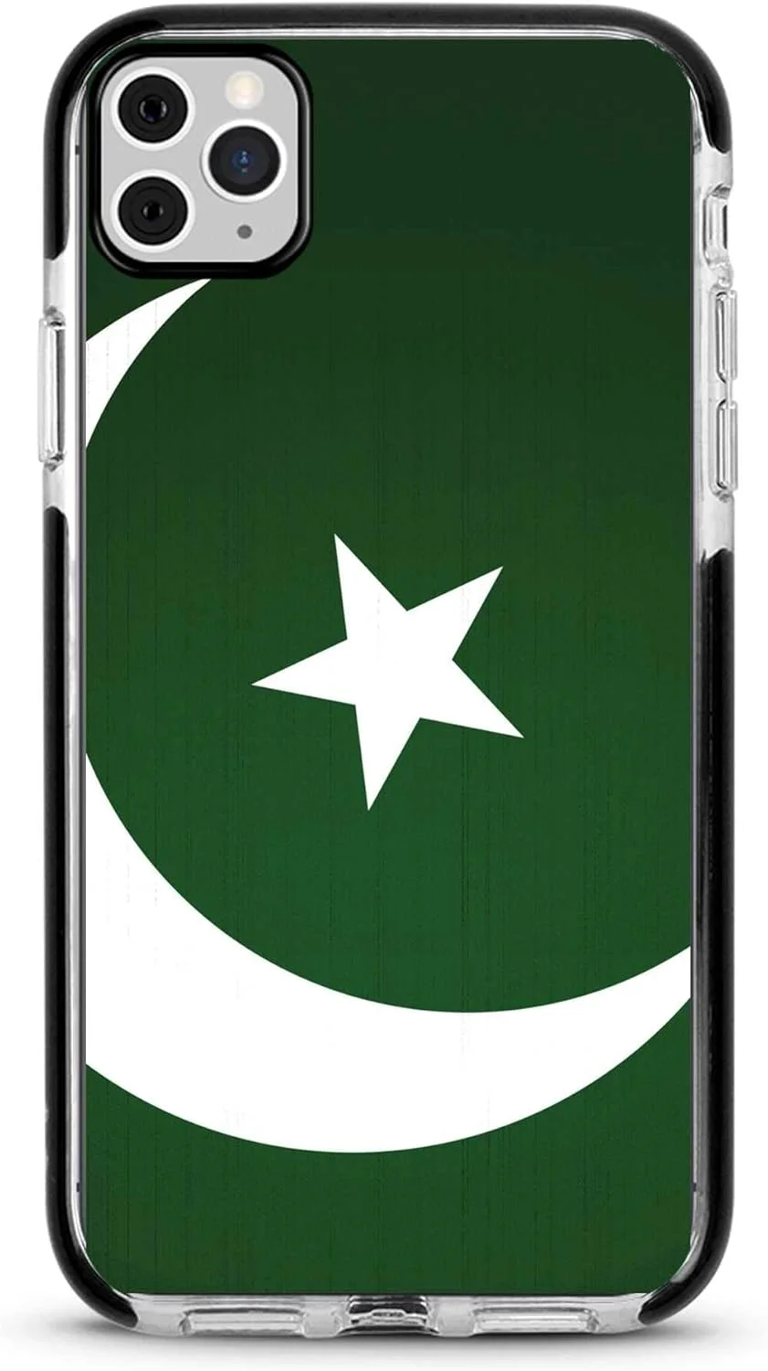 قاب محافظ گوشی موبایل استایلیزد مناسب برای اپل آیفون 11 پرو مکس، باریک، مقاوم در برابر ضربه، مشکی، با پوشش ضربه گیر - طرح پرچم پاکستان
