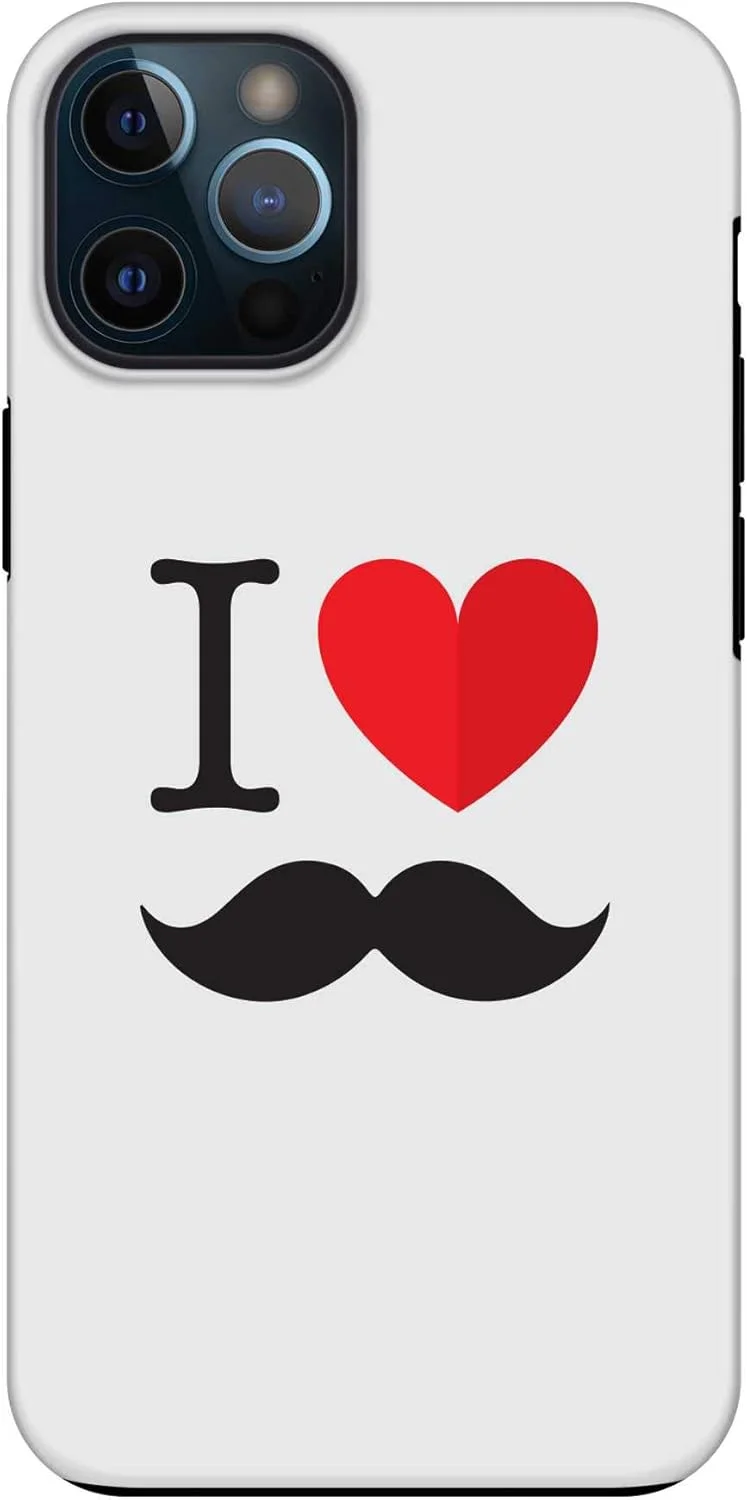 قاب محافظ موبایل مدل Stylizedd سری Tough Pro سازگار با آیفون 12 پرو مکس، دو لایه، ترکیبی از PC + TPU، محافظ صفحه نمایش، روکش مات، طرح [طراحی شده برای اپل آیفون 12 پرو مکس] - من عاشق سبیل هستم