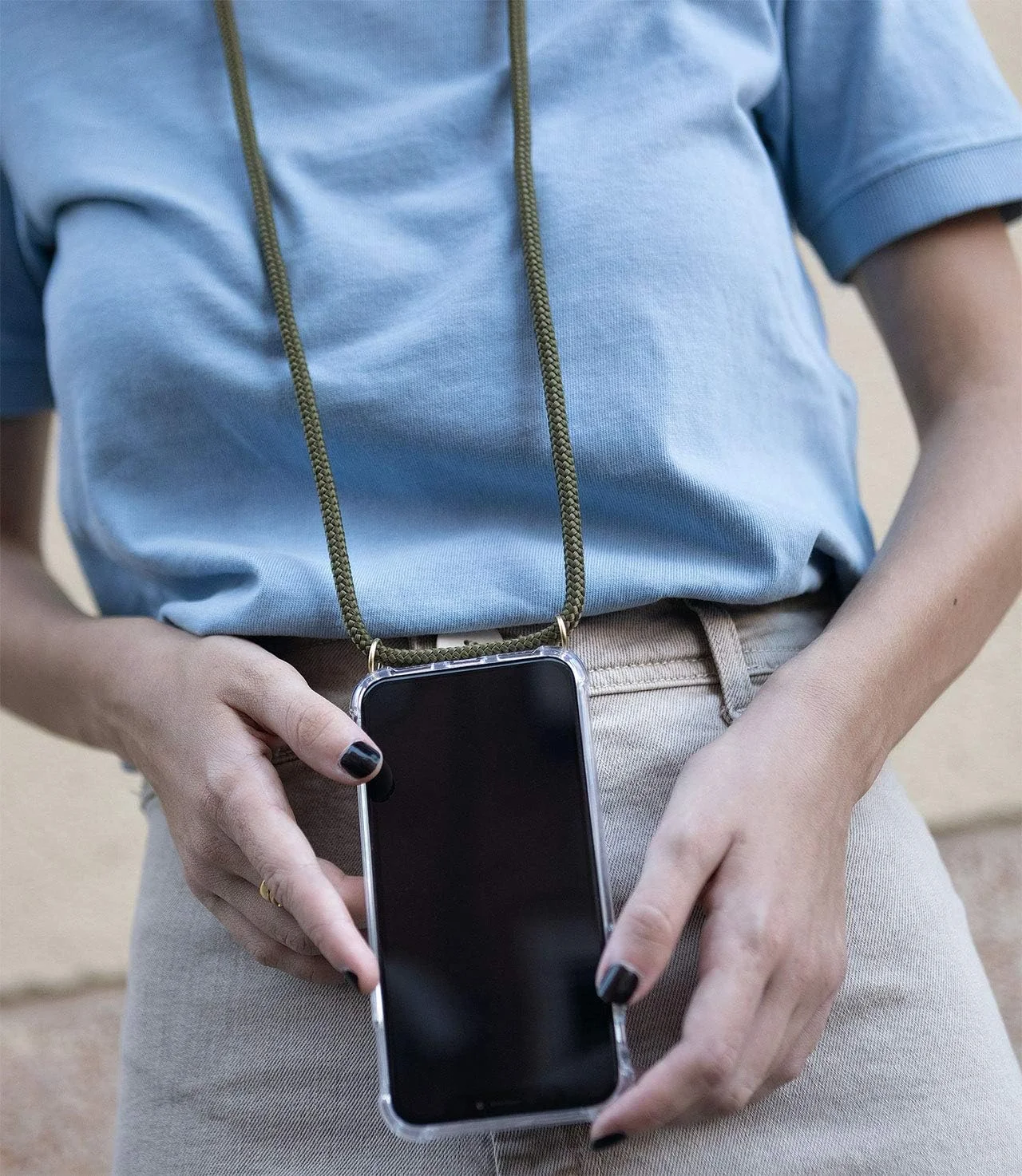 کاور محافظ تلفن همراه بنددار مناسب برای آیفون 13 مینی 5.4 اینچ - کاور TPU با بند آویز گردنی