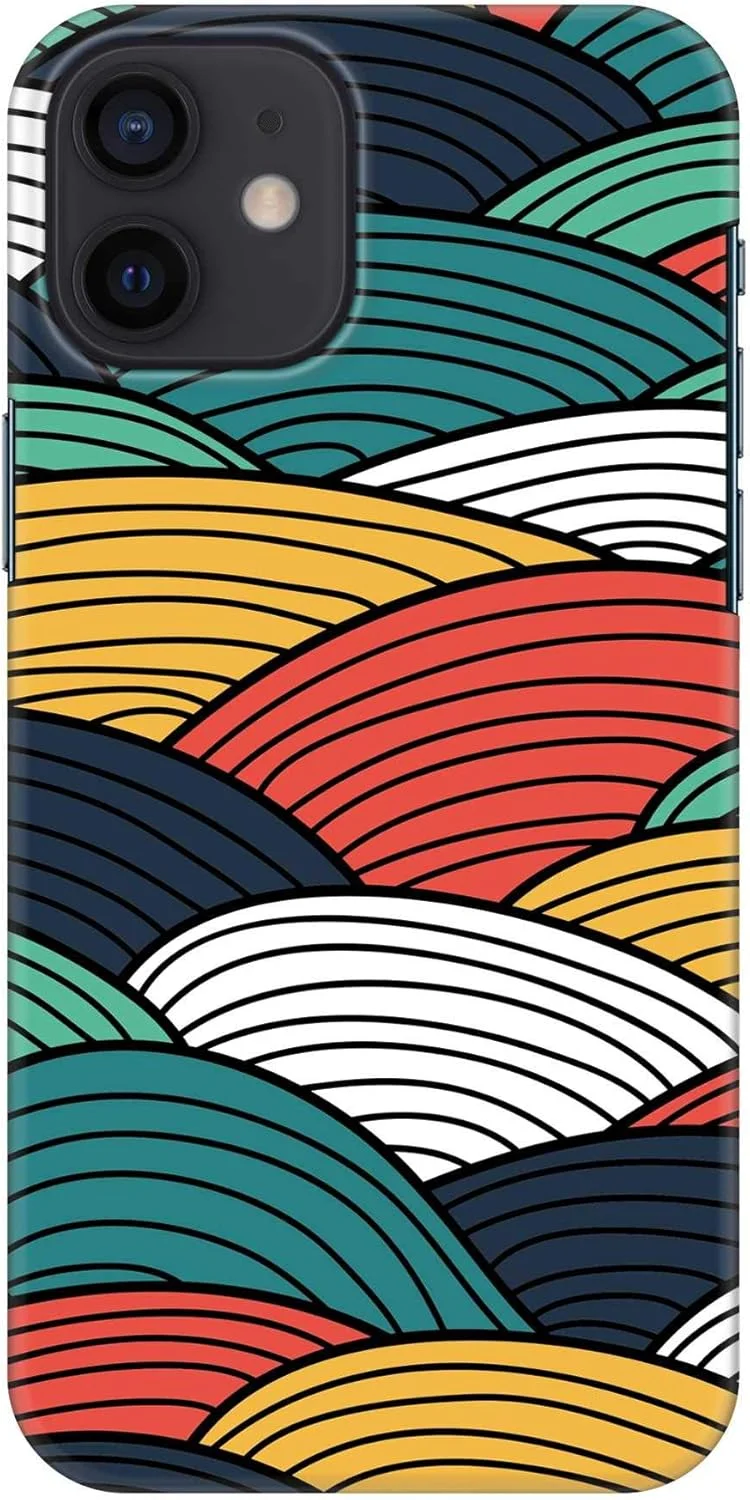 قاب محافظ باریک و مقاوم Stylizedd سازگار با Apple iPhone 12، سری کلاسیک، کاور موبایل سفارشی، محافظ PC سخت با روکش مات، طرح چاپی - [قاب طراحی شده برای iPhone 12] - رنگ های بافته شده