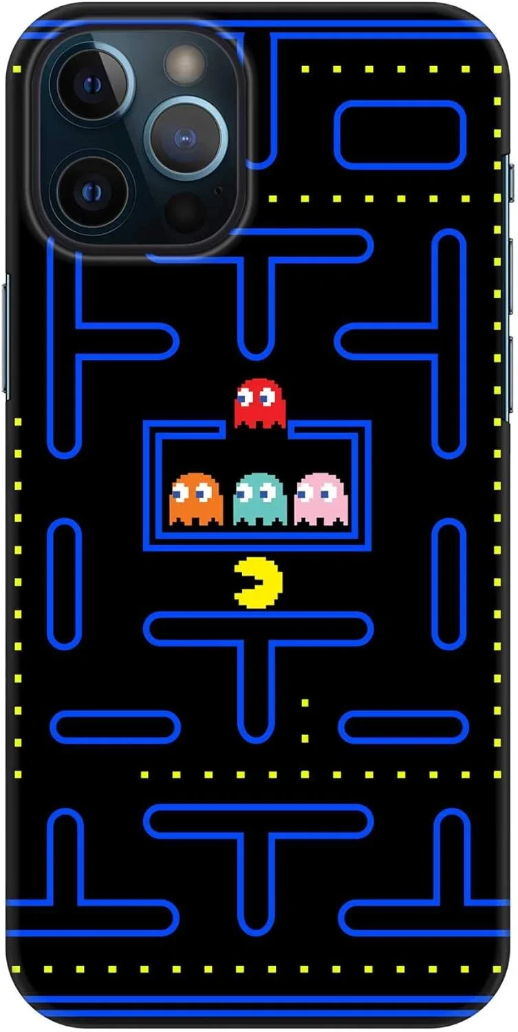 قاب محافظ باریک و مقاوم Stylizedd سازگار با Apple iPhone 12 Pro Max، سری کلاسیک، کاور موبایل سفارشی، محافظ PC سخت با روکش مات [قاب طراحی شده برای iPhone 12 Pro Max] - Pacman