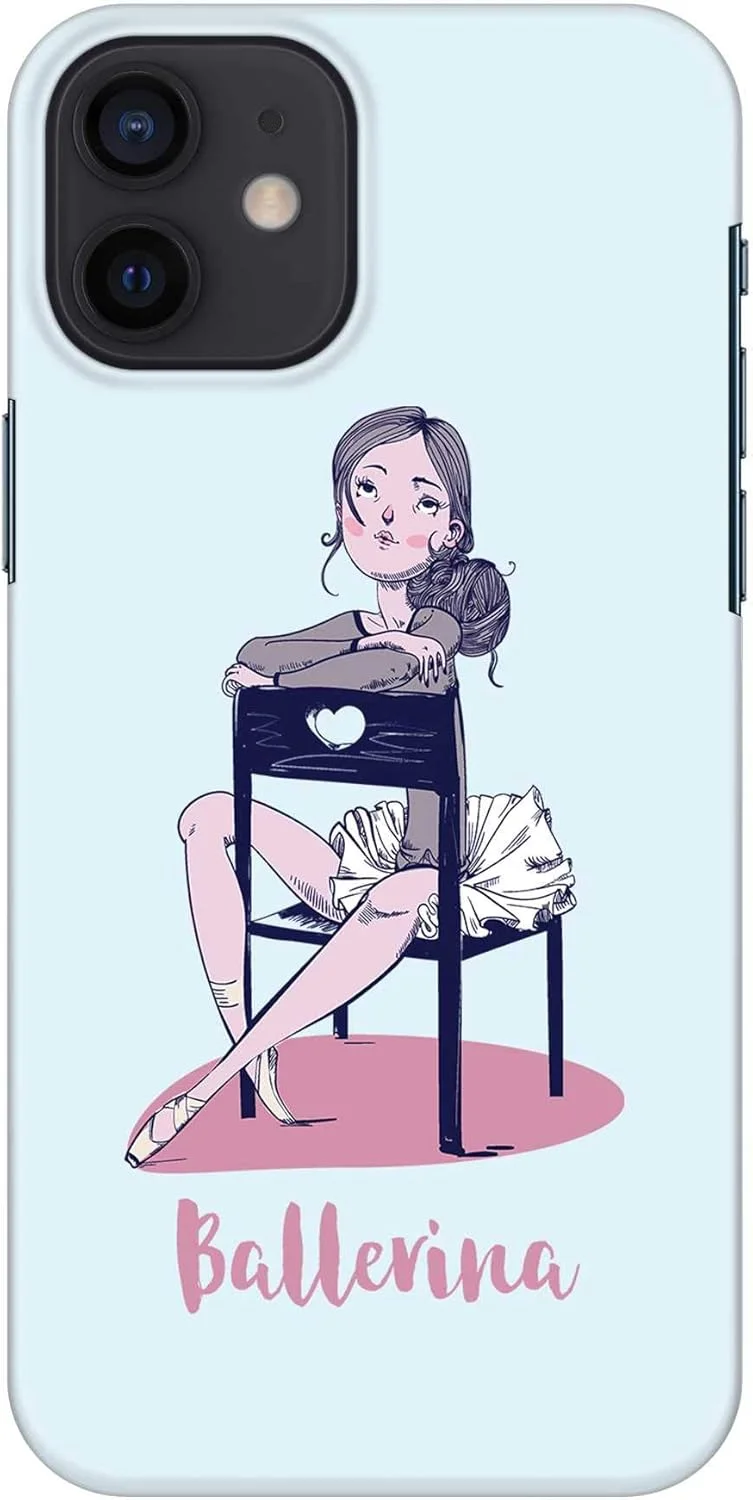 قاب محافظ باریک و مقاوم Stylizedd سازگار با Apple iPhone 12 Mini، سری کلاسیک، کاور موبایل سفارشی، محافظ PC سخت با روکش مات [قاب طراحی شده برای iPhone 12 Mini] - بالرین