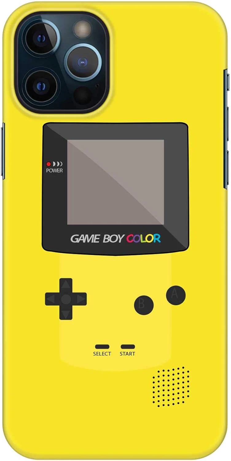 کاور استایلیزد برای گوشی اپل آیفون 12 پرو مکس، سری کلاسیک اسنپ باریک، کاور موبایل سفارشی، محافظ PC سخت با روکش مات - طرح [کاور طراحی شده برای آیفون 12 پرو مکس] - گیم بوی کالر - زرد