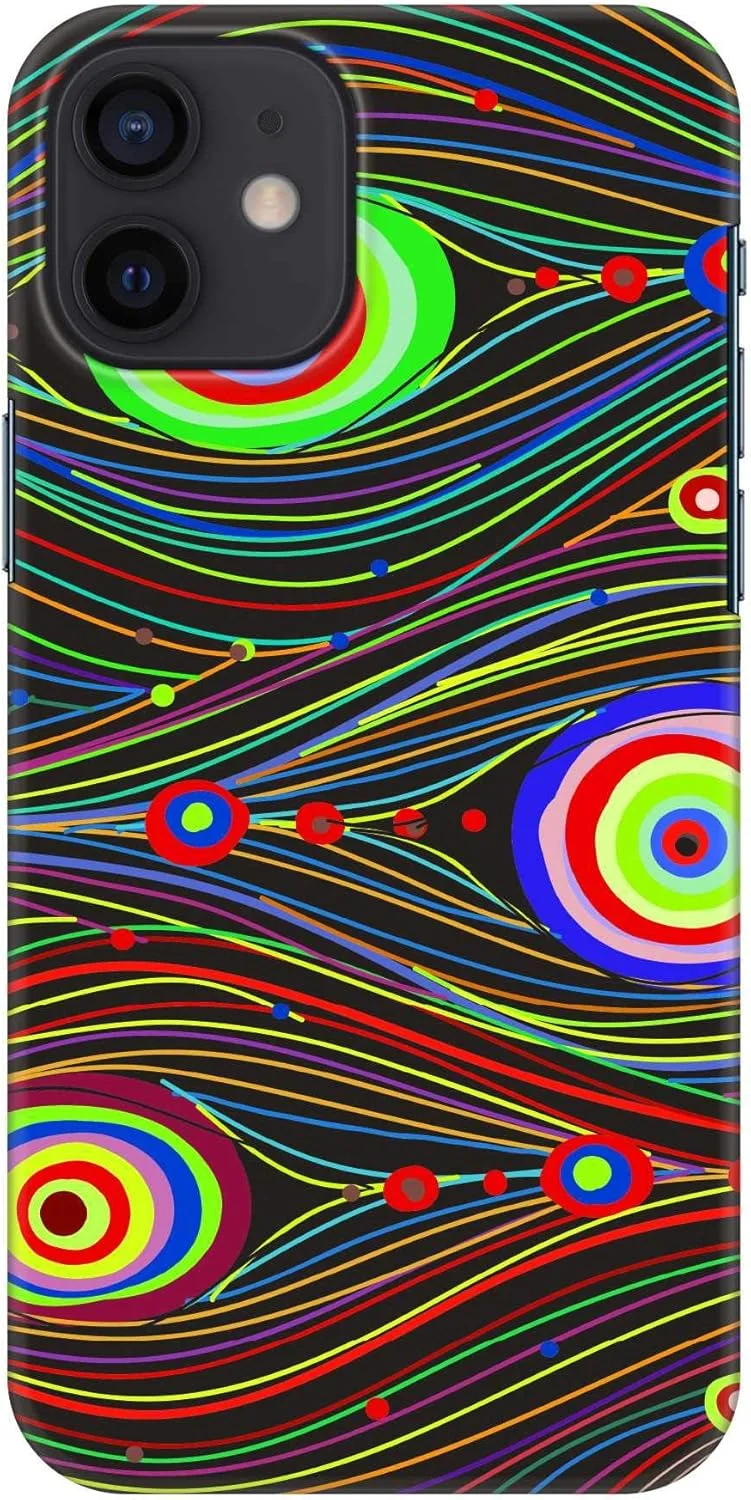 قاب محافظ باریک و ضربه گیر سازگار با Apple iPhone 12، سری کلاسیک، کاور موبایل سفارشی، محافظ PC سخت با روکش مات، طرح چاپی [قاب طراحی شده برای iPhone 12] - چشم طاووس