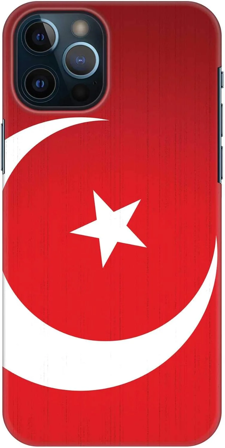 قاب محافظ باریک و مقاوم Stylizedd سازگار با Apple iPhone 12 Pro Max، سری کلاسیک، کاور موبایل سفارشی، محافظ PC سخت با روکش مات [قاب طراحی شده برای iPhone 12 Pro Max] - پرچم ترکیه
