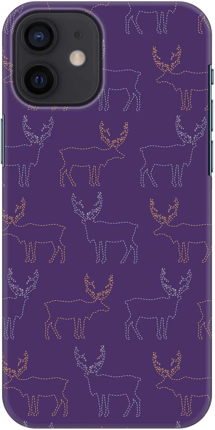 قاب محافظ باریک و ضربه گیر Stylizedd سازگار با Apple iPhone 12، سری کلاسیک، کاور موبایل سفارشی، محافظ PC سخت با روکش مات [قاب طراحی شده برای iPhone 12] - گوزن بنفش