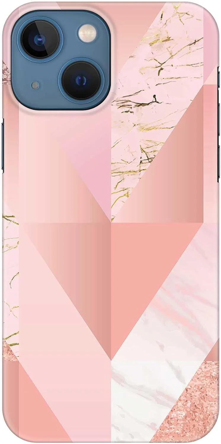 کاور موبایل سری کلاسیک SlimSnap سازگار با آیفون 13 مینی، محافظ PC سخت با روکش مات و طرح چاپی [طراحی شده برای اپل آیفون 13 مینی] - سنگ مرمر صورتی وینتیج