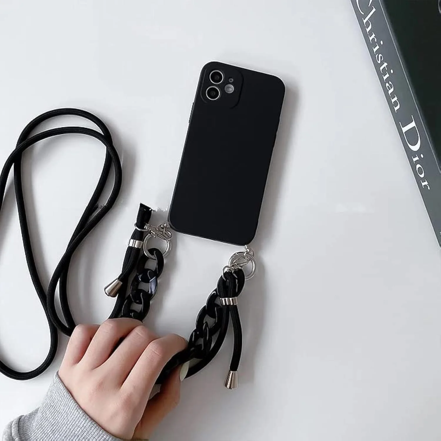 قاب گوشی آیفون 15 طرح سنگ مرمر کهربایی با بند گردنبندی و زنجیر قابل تنظیم، قاب مرواریدی قابل حمل (مشکی، آیفون 15 پرو) قاب گوشی آیفون 15 طرح سنگ مرمر کهربایی با بند گردنبندی و زنجیر قابل تنظیم، قاب مرواریدی قابل حمل (مشکی، آیفون 15 پرو)