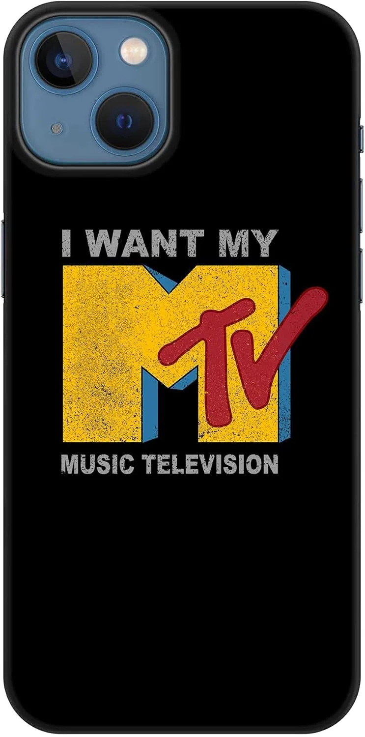 قاب محافظ باریک و کلاسیک موبایل Stylizedd سازگار با آیفون 13، پوشش سخت PC با روکش مات و طرح چاپی [طراحی شده برای Apple iPhone 13] - I want my mtv
