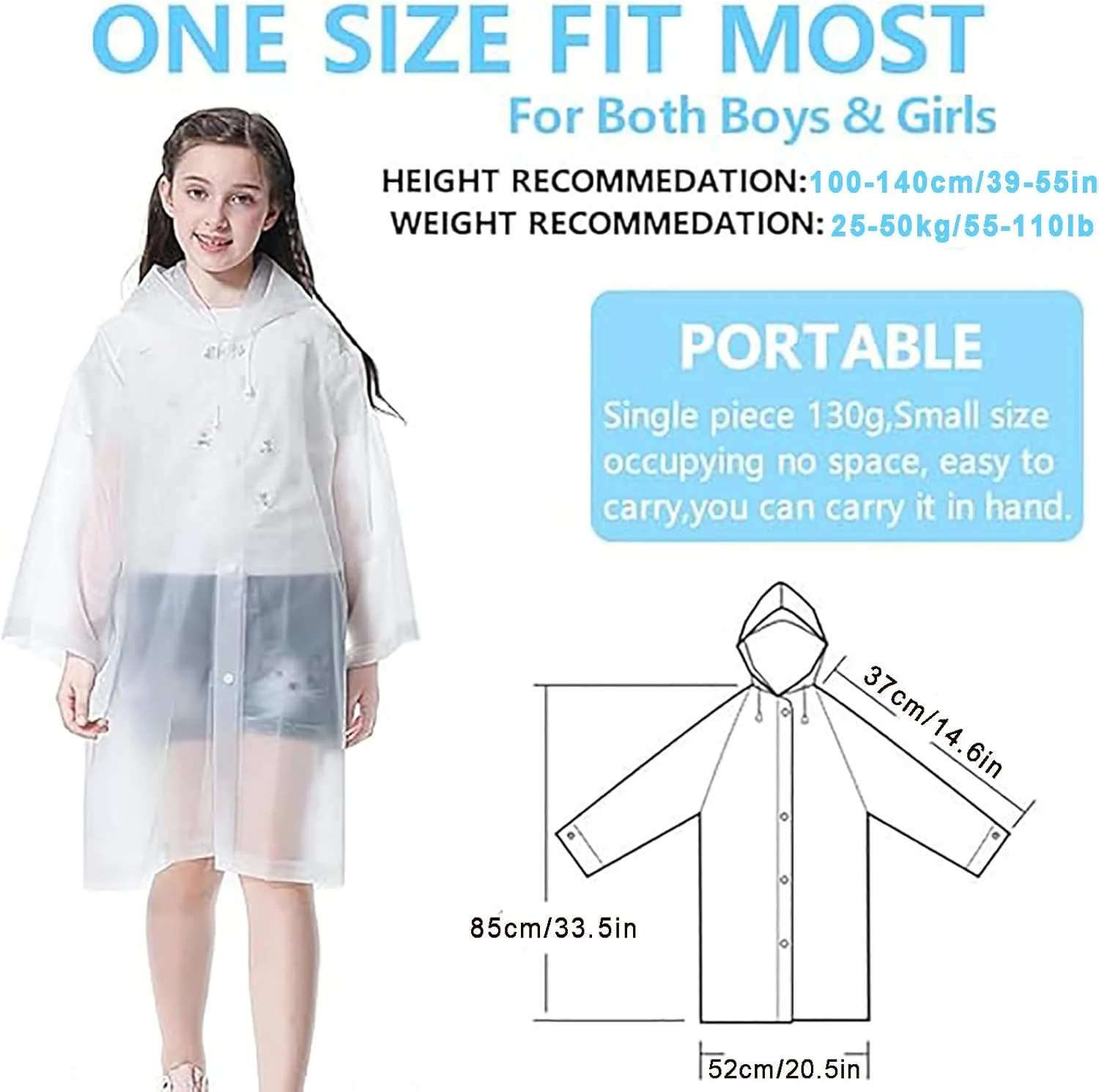 ست 2 عددی پانچو بارانی بچه گانه، بارانی ضد آب و تنفسی، شنل بارانی ضد آب قابل استفاده مجدد با کلاه و آستین، برای مدرسه، پیاده روی در فضای باز، دوچرخه سواری، کمپینگ، مسافرت، سایز آزاد