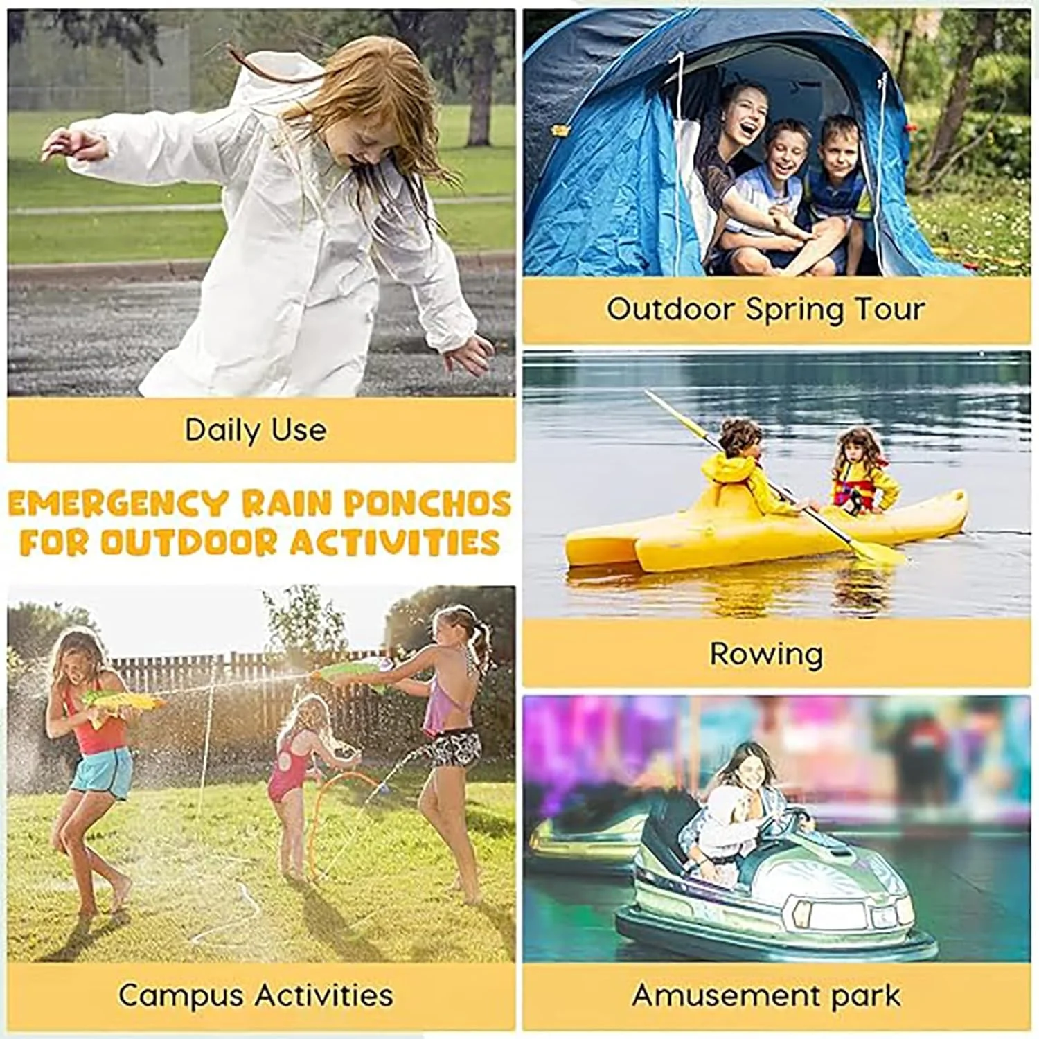 ست 2 عددی پانچو بارانی بچه گانه، بارانی ضد آب و تنفسی، شنل بارانی ضد آب قابل استفاده مجدد با کلاه و آستین، برای مدرسه، پیاده روی در فضای باز، دوچرخه سواری، کمپینگ، مسافرت، سایز آزاد