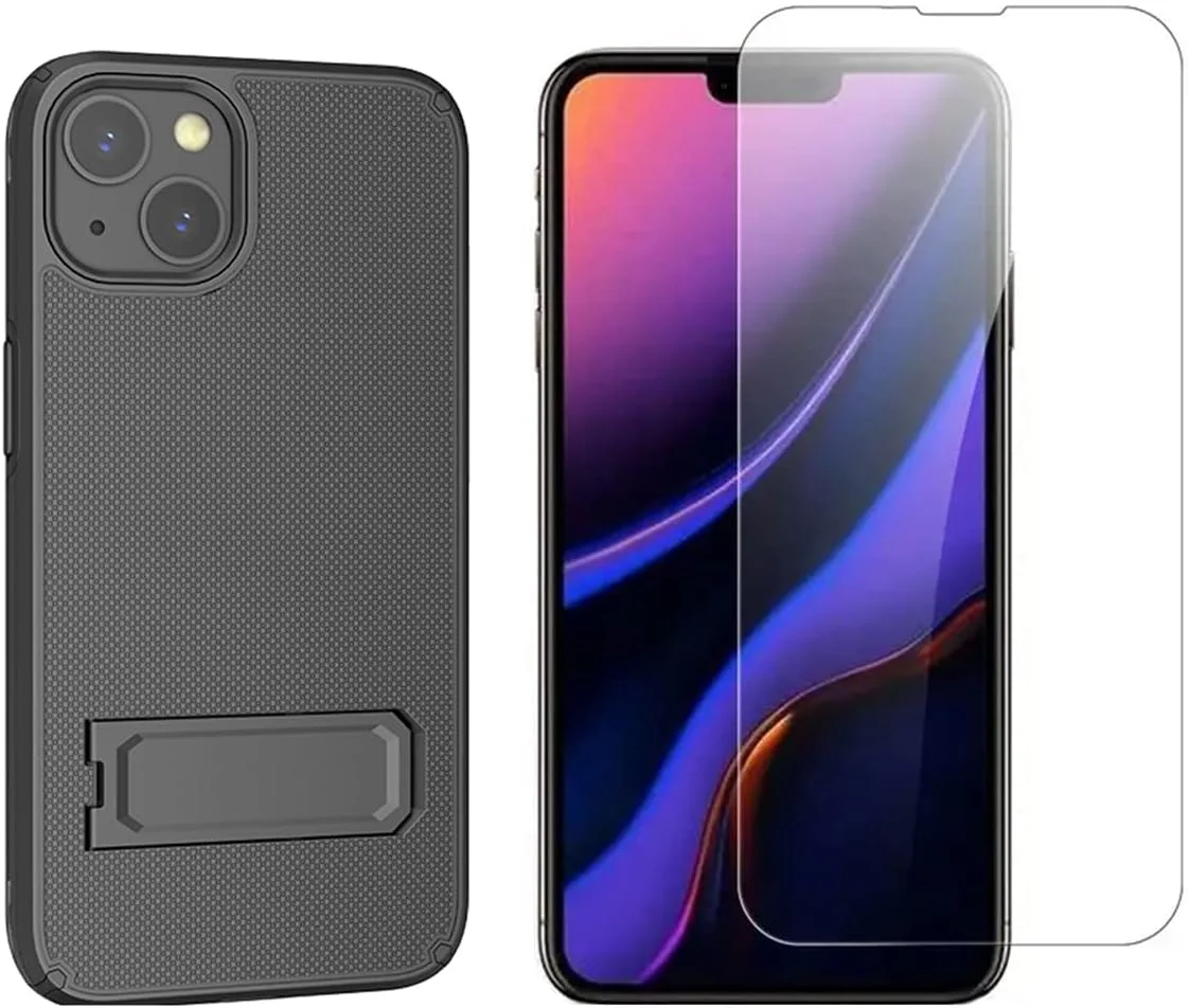 کاور موبایل بی سیم ProTech، قاب های گوشی سازگار با گوشی اپل آیفون 13 (فقط سایز صفحه نمایش 6.1 اینچ). قاب دو لایه هیبریدی با پایه نگهدارنده داخلی و محافظ صفحه نمایش