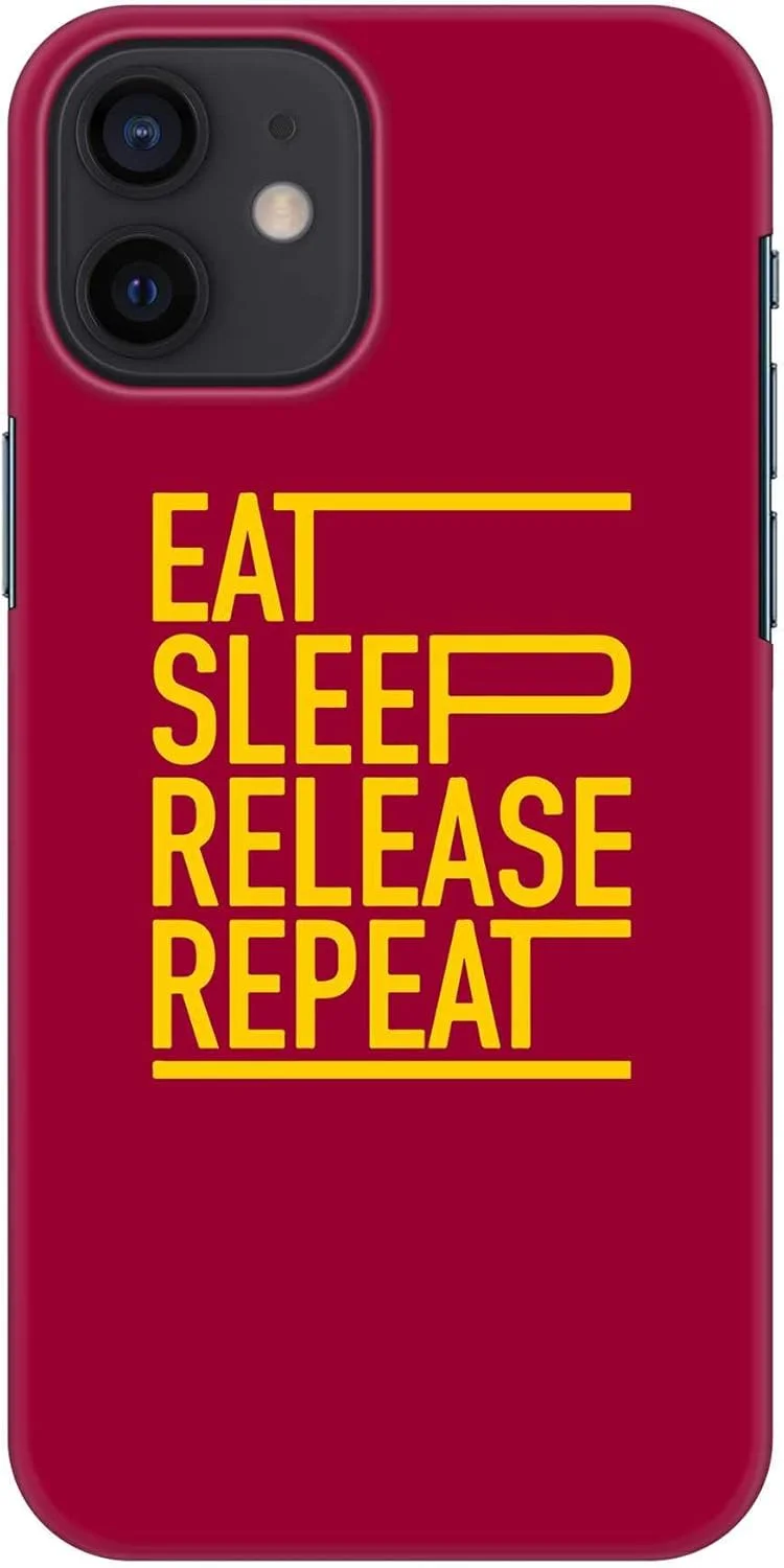 قاب محافظ باریک و محکم سازگار با Apple iPhone 12، سری کلاسیک، کاور موبایل سفارشی، محافظ PC سخت با روکش مات، طرح چاپی [قاب طراحی شده برای iPhone 12] - Eat Sleep Release Repeat