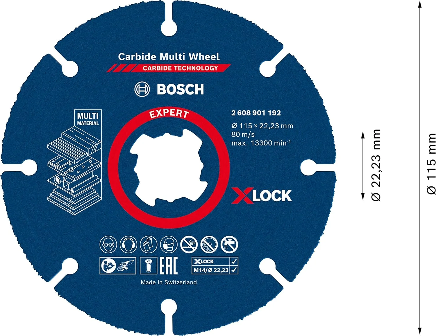 بسته جهانی سیستم X-LOCK حرفه ای بوش و مینی سنباده GWX 750-115 X-LOCK، برای مواد مختلف، فلز، سرامیک، قطر 115 میلی متر، لوازم جانبی برای سنگ فرز