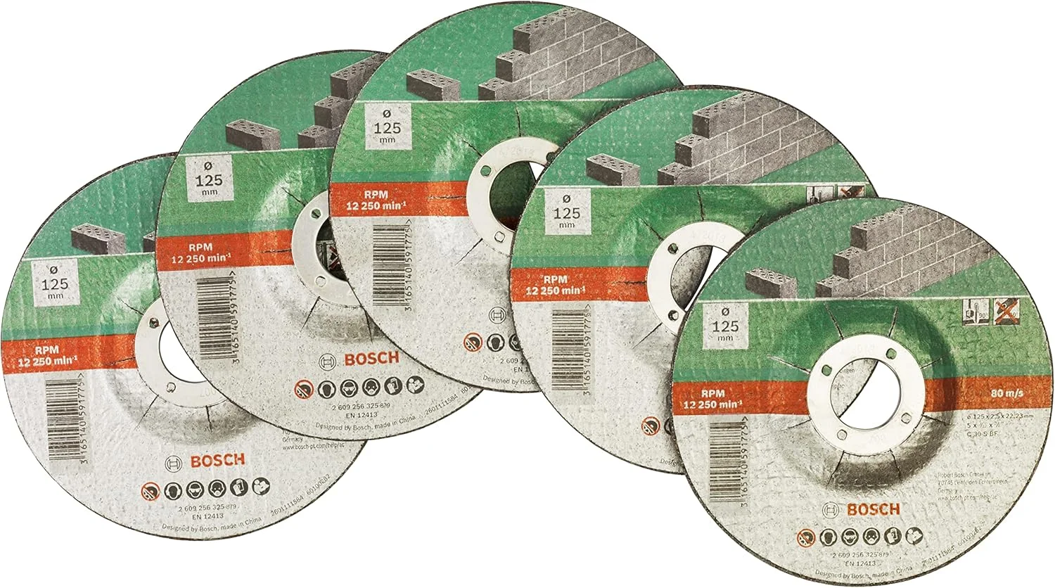 صفحه برش سنگ بوش مناسب مصارف خانگی و باغبانی (مناسب برای سنگ فرز، بسته 5 عددی، قطر 125 میلی متر، آفست، C 30 S BF)