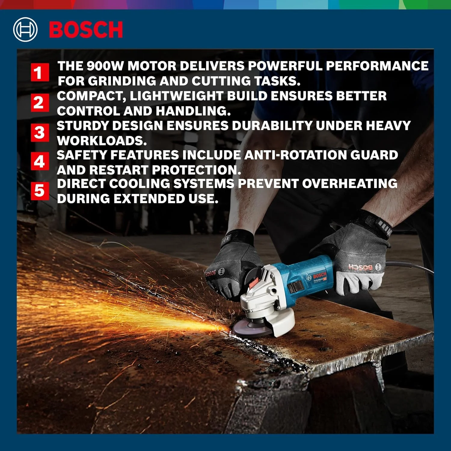 فرز سنگبری بوش GWS 900-100 (4 اینچ) 900 وات، مناسب کارهای سنگین