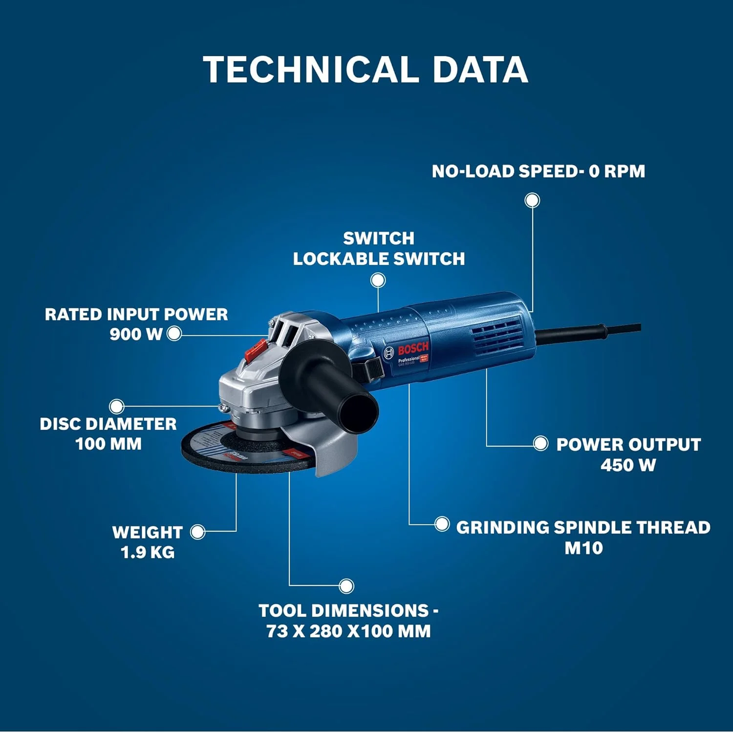 فرز سنگبری بوش GWS 900-100 (4 اینچ) 900 وات، مناسب کارهای سنگین