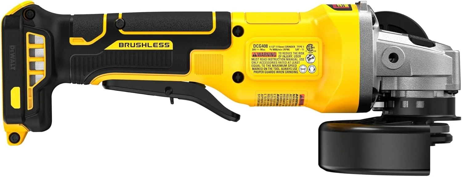 DEWALT فرز آهنگری شارژی 20 ولت مکس، 4 1/2 اینچ، کلید پدالی، فقط ابزار (DCG408B) DEWALT فرز آهنگری شارژی 20 ولت مکس، 4 1/2 اینچ، کلید پدالی، فقط ابزار (DCG408B)