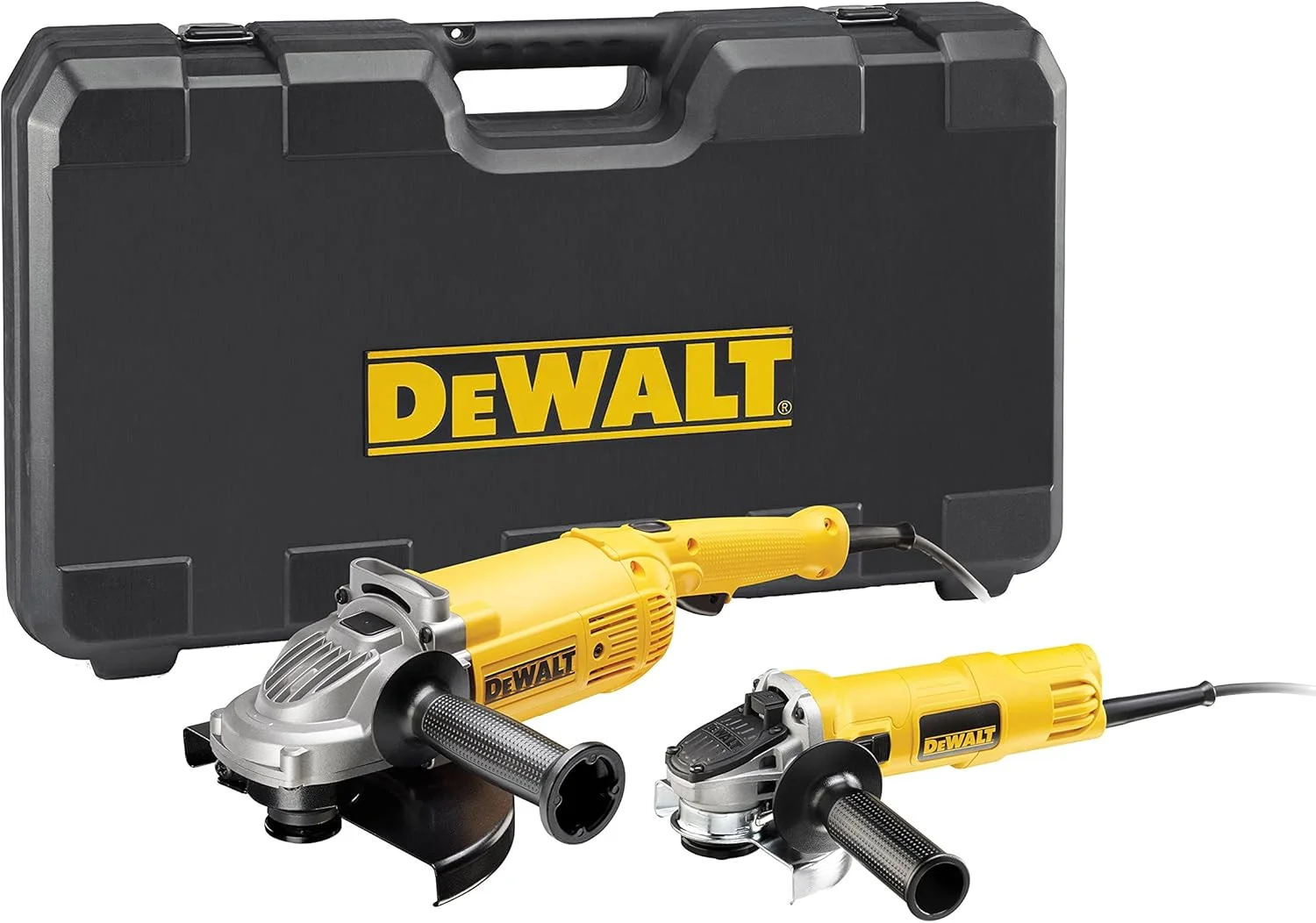 مجموعه سنگ فرز زاویه ای دوگانه DeWalt (با سنگ فرز زاویه ای 2200 وات/230 میلی متر و 900 وات/125 میلی متر، تنظیم سریع و بدون ابزار محافظ، قفل اسپیندل) DWE494TWIN، زرد، مشکی مجموعه سنگ فرز زاویه ای دوگانه DeWalt (با سنگ فرز زاویه ای 2200 وات/230 میلی متر و 900 وات/125 میلی متر، تنظیم سریع و بدون ابزار محافظ، قفل اسپیندل) DWE494TWIN، زرد، مشکی