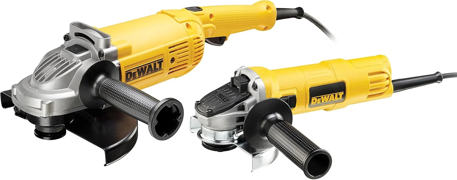 مجموعه سنگ فرز زاویه ای دوگانه DeWalt (با سنگ فرز زاویه ای 2200 وات/230 میلی متر و 900 وات/125 میلی متر، تنظیم سریع و بدون ابزار محافظ، قفل اسپیندل) DWE494TWIN، زرد، مشکی مجموعه سنگ فرز زاویه ای دوگانه DeWalt (با سنگ فرز زاویه ای 2200 وات/230 میلی متر و 900 وات/125 میلی متر، تنظیم سریع و بدون ابزار محافظ، قفل اسپیندل) DWE494TWIN، زرد، مشکی