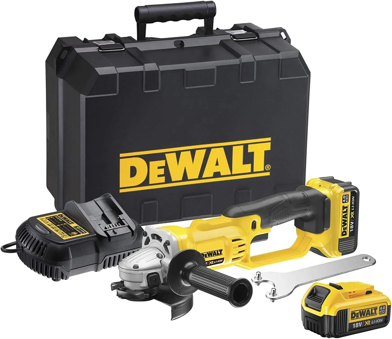 فرز سنگبری زاویه ای بی سیم DeWALT DCG412M2-QW، ۱۲.۵ سانتی متر، ۷۰۰۰ دور در دقیقه، ۲.۹ کیلوگرم فرز سنگبری زاویه ای بی سیم DeWALT DCG412M2-QW، ۱۲.۵ سانتی متر، ۷۰۰۰ دور در دقیقه، ۲.۹ کیلوگرم