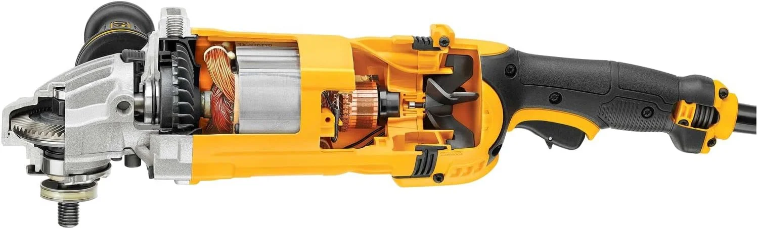دستگاه فرز بزرگ زاویه ای 180 میلی متری 2400 واتی Dewalt با کلید قفل شونده، زرد/مشکی، DWE4557-B5 دستگاه فرز بزرگ زاویه ای 180 میلی متری 2400 واتی Dewalt با کلید قفل شونده، زرد/مشکی، DWE4557-B5