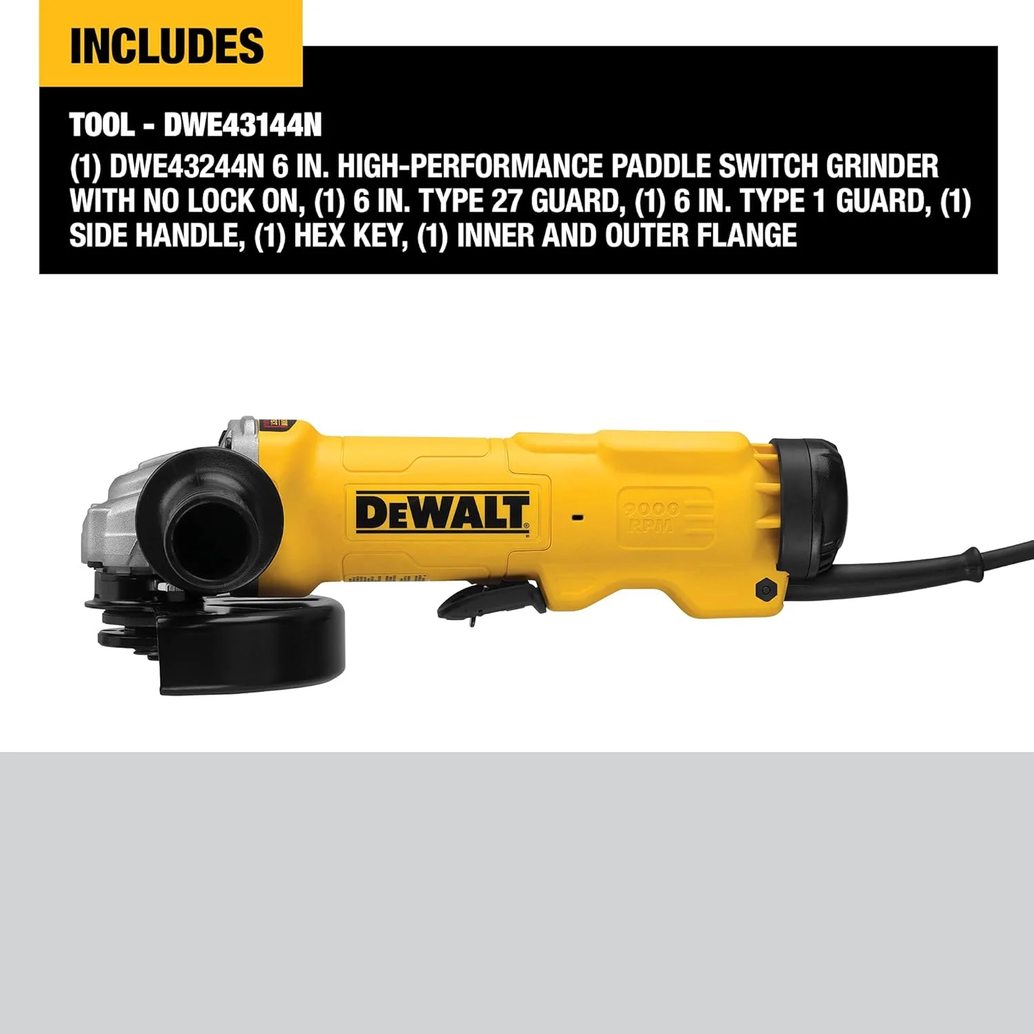 فرز انگشتی پدالی پرقدرت DEWALT DWE43144N بدون قفل، 6 اینچ فرز انگشتی پدالی پرقدرت DEWALT DWE43144N بدون قفل، 6 اینچ