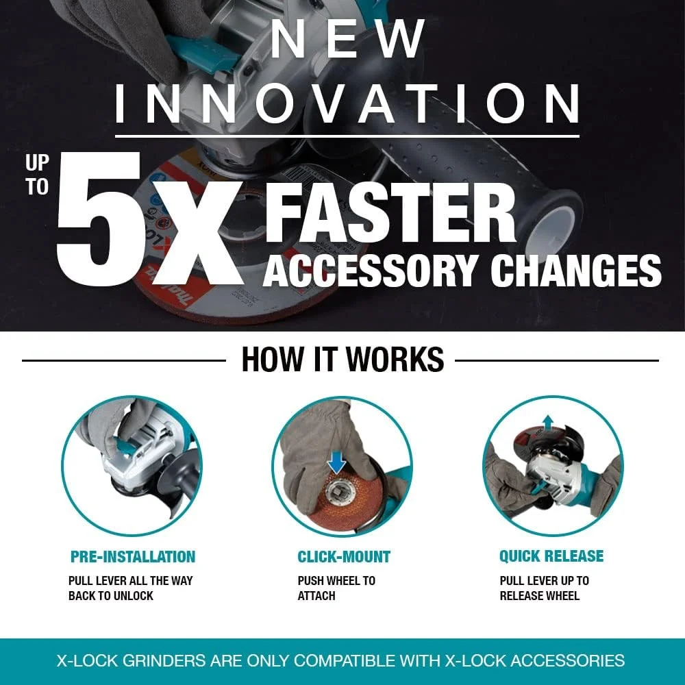 فرز سنگبری شارژی 125 میلیمتری ماکیتا مدل DGA519Z، 18 ولت، لیتیوم-یون، LXT، براشلس، با قفل X - باتری و شارژر شامل نمیشود فرز سنگبری شارژی 125 میلیمتری ماکیتا مدل DGA519Z، 18 ولت، لیتیوم-یون، LXT، براشلس، با قفل X - باتری و شارژر شامل نمیشود