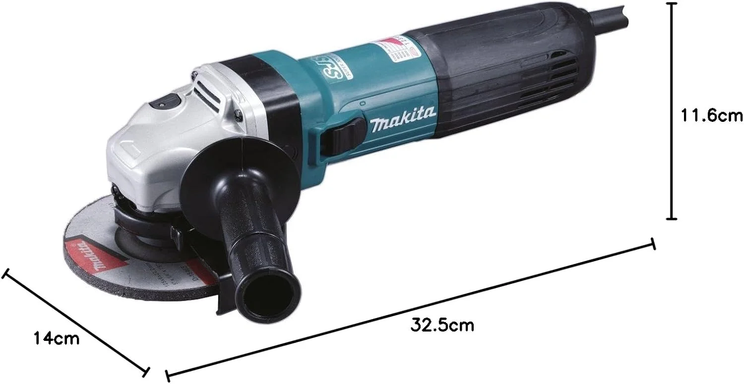 دستگاه فرز زاویه ای ماکیتا GA5041C01، ۱۲۵ میلی متر، ۱۴۰۰ وات، مشکی فیروزه ای