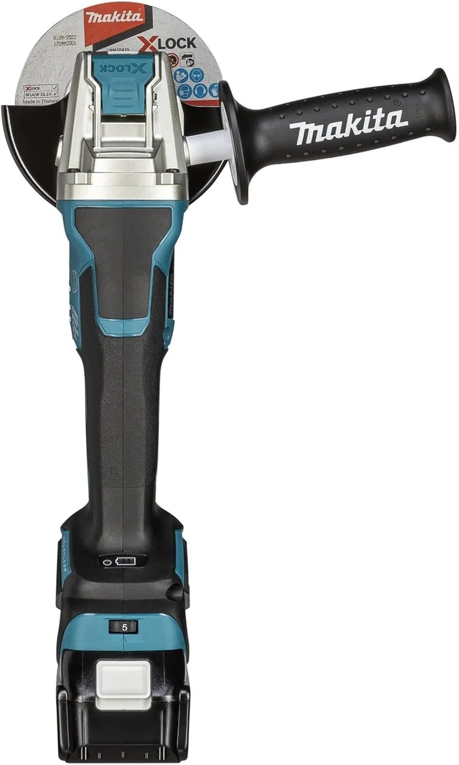 دستگاه فرز زاویه ای شارژی ماکیتا DGA519RTJ، 18 ولت LXT، قطر 125 میلی متر (2 عدد باتری 5.0 آمپر ساعت) در جعبه حمل MAKPAC دستگاه فرز زاویه ای شارژی ماکیتا DGA519RTJ، 18 ولت LXT، قطر 125 میلی متر (2 عدد باتری 5.0 آمپر ساعت) در جعبه حمل MAKPAC